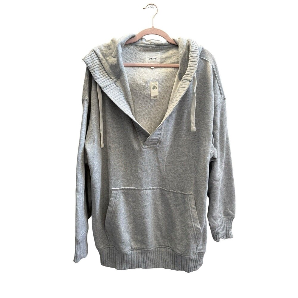 NWT Aerie AE Down-To-Earth Henley Hoodie Size L Oversized Retail $65